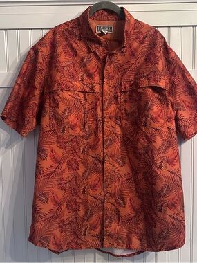 DuluthTrading Co. Men’s L Performance Vented Fishing Shirt - Tropical Leaf Print